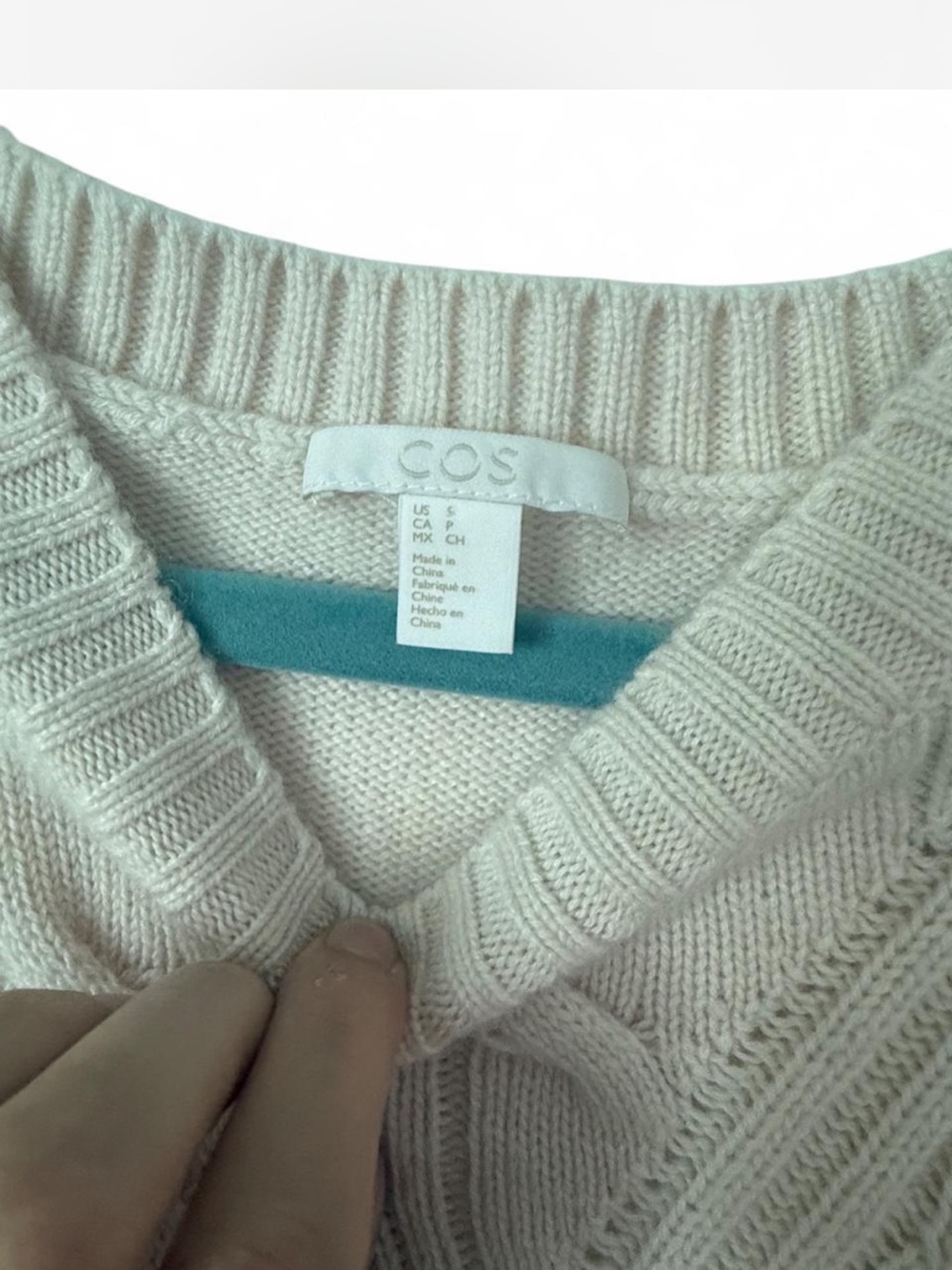 Cos WoolKnit Cable Long-Sleeve Sweater Dress in Light Beige - Picture 3 of 5